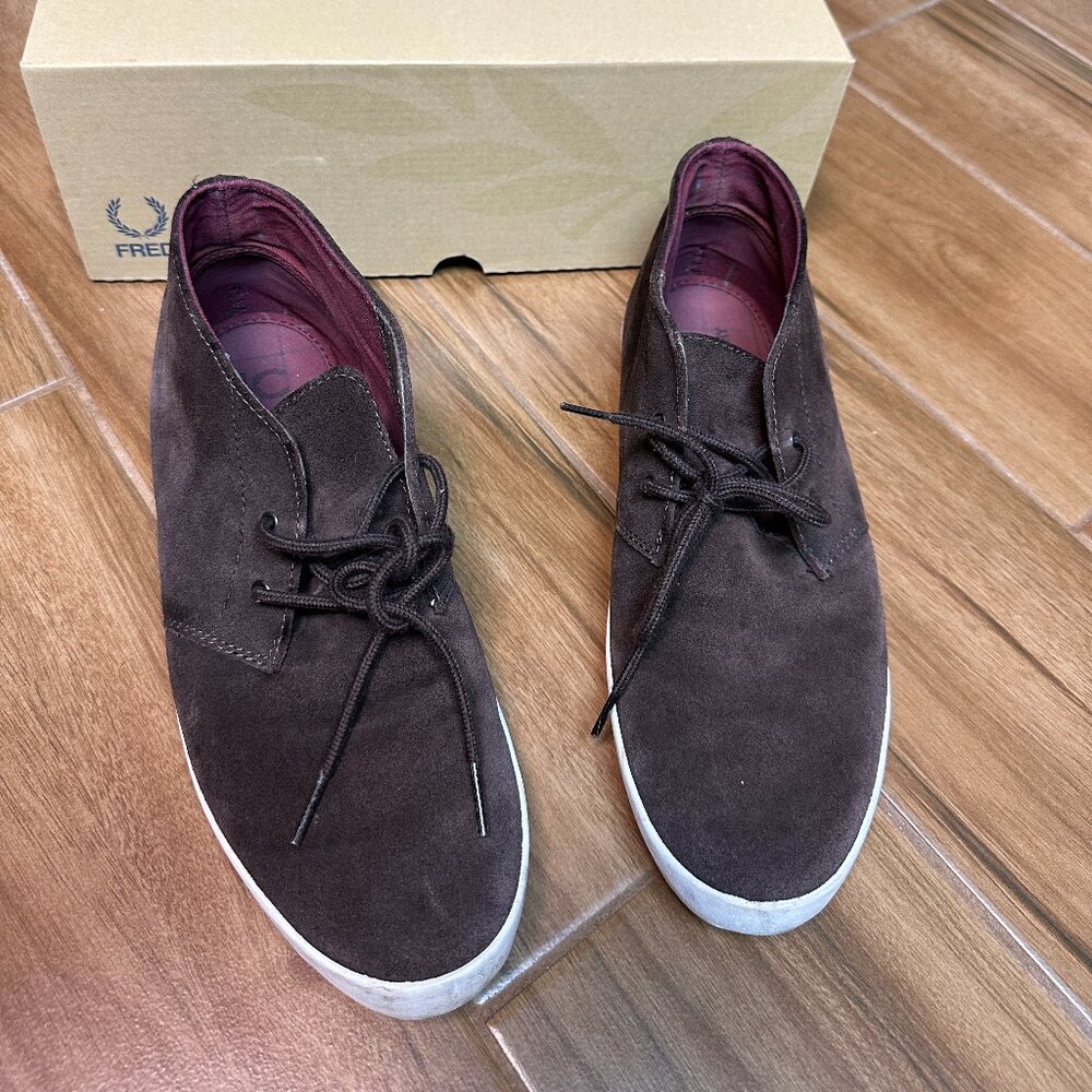 Fred Perry Byron Men's Mid Suede Dark Chocolate Shoes Size 9 In Great Shape